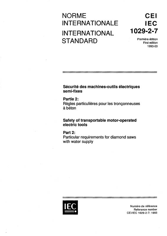 Cover IEC 61029-2-7:1993